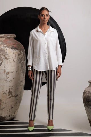 Ivory high low shirt with pants