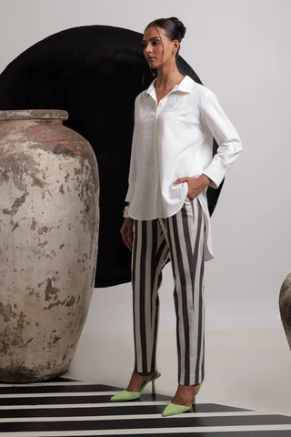 Ivory high low shirt with pants