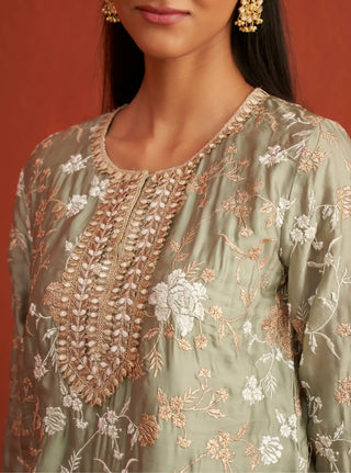 Fitoor sage green kurta and lehenga set