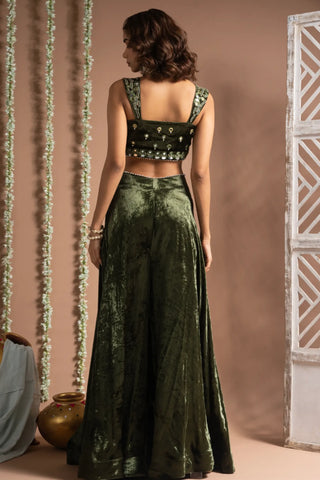 Green velvet indo palazzo set