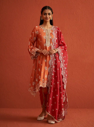 Kangna burnt orange kurta set