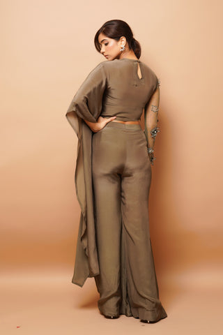 Dusky olive kaftan top and pant