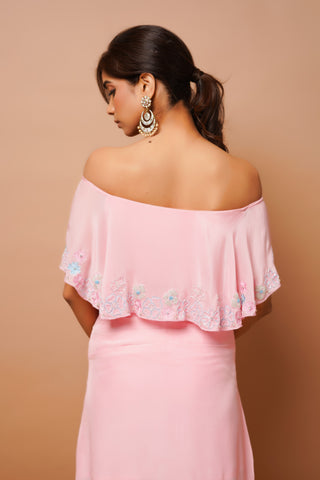 Baby pink cape top and skirt