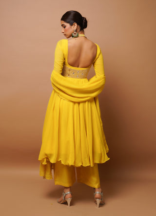 Yellow anarkali suit set