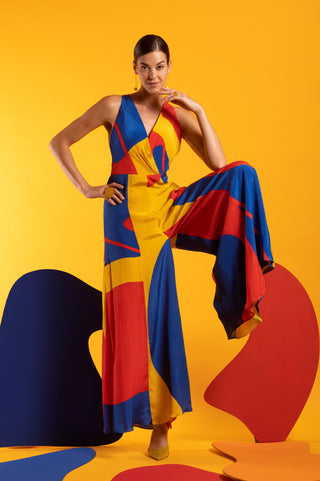 Multicolor criss cross jumpsuit