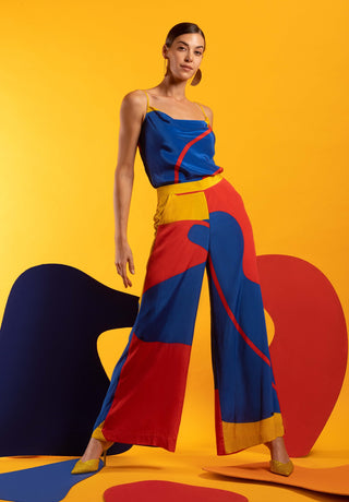 Multicolor cami cowl top with pant