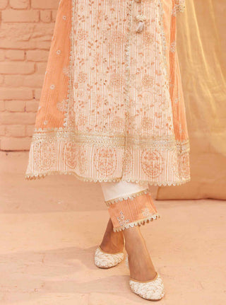 Offwhite & peach vanessa kurta set