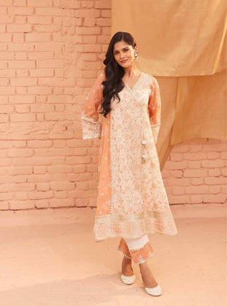 Offwhite & peach vanessa kurta set