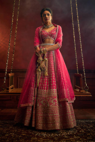 Rani pink aahana embroidered lehenga set