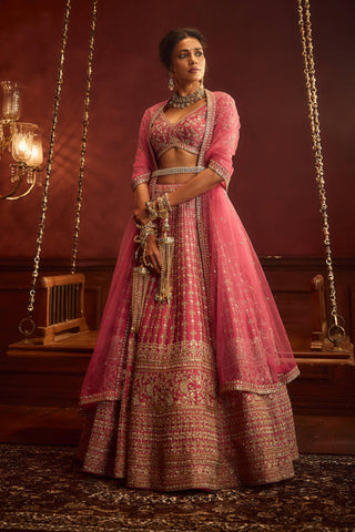 Rani pink aahana embroidered lehenga set