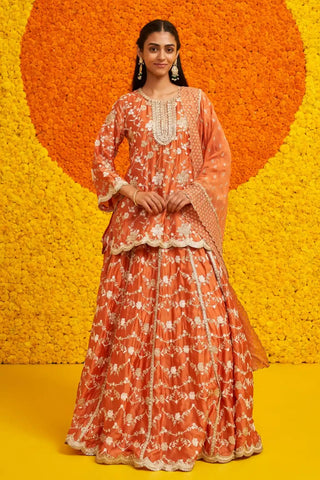 Fitoor burnt orange kurta and lehenga set