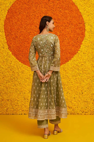 Genda sage green anarkali set