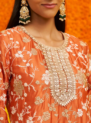 Fitoor burnt orange kurta and lehenga set