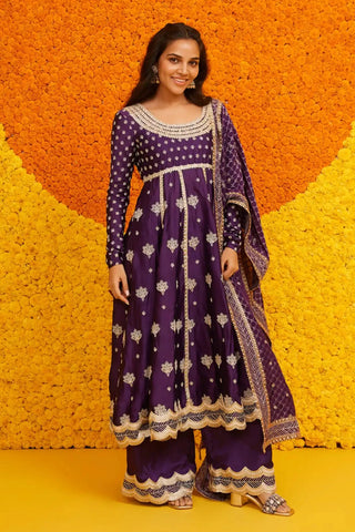 Palki purple anarkali set