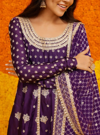 Palki purple anarkali set