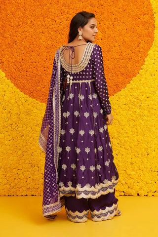 Palki purple anarkali set