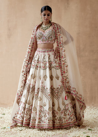 Ivory dupion silk lehenga set