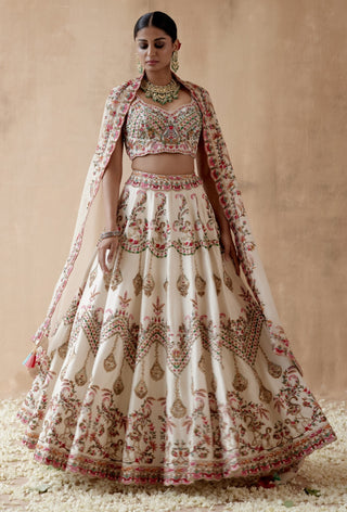 Ivory dupion silk lehenga set