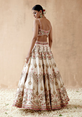 Ivory dupion silk lehenga set