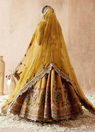 Mustard dupion silk lehenga set