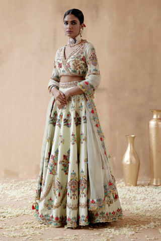 Mint green dupion silk lehenga set