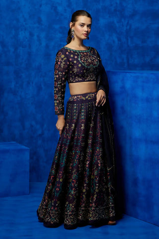 Purple floral lehenga set