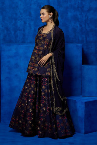 Purple kurti with lehenga and dupatta