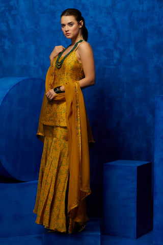 Yellow printed sharara set