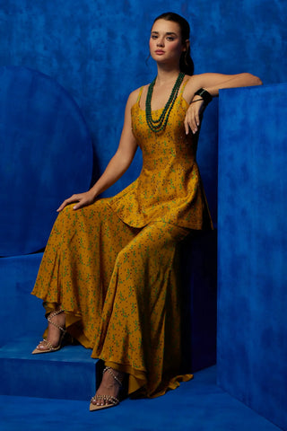 Yellow printed sharara set