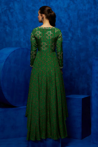 Emerald green asymmetrical gown