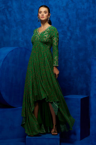 Emerald green asymmetrical gown