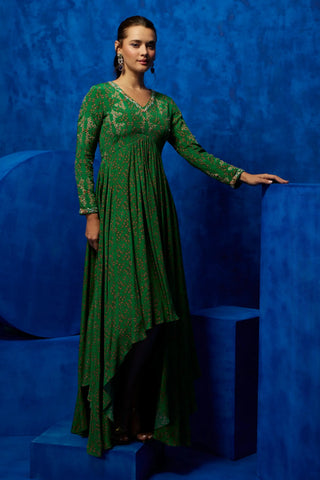 Emerald green asymmetrical gown