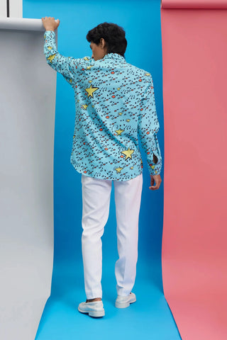 Blue ocean printed shirt