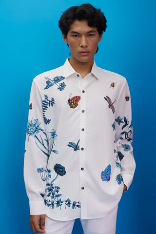 White nature print shirt