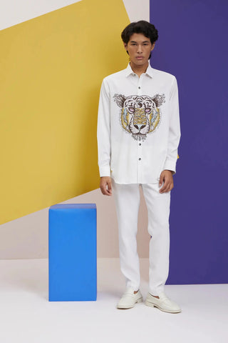 White tiger print shirt