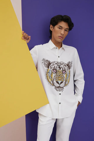 White tiger print shirt