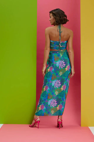 Printed wrap around skirt with bustier