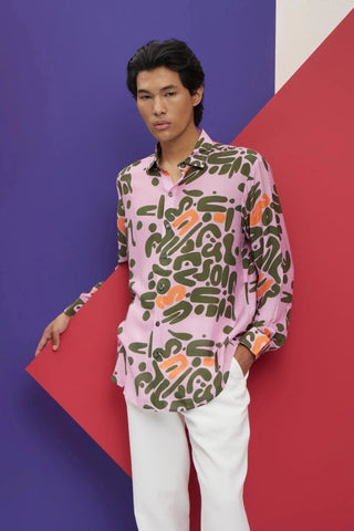 Pink arge leaf printed shirt