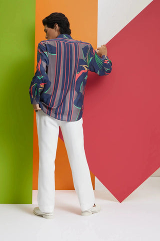 Multicolor large leaf printed shirt