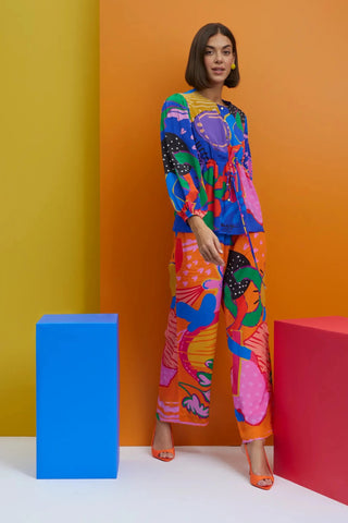 Multicolor over size shirt with pants