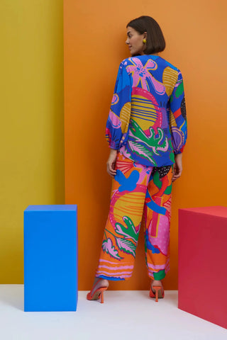 Multicolor over size shirt with pants