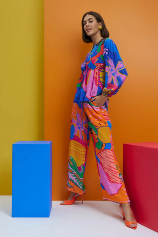 Multicolor over size shirt with pants