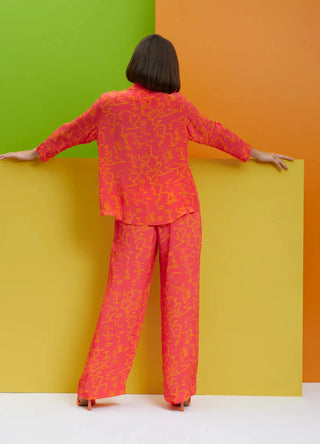 Peach over size shirt with pants