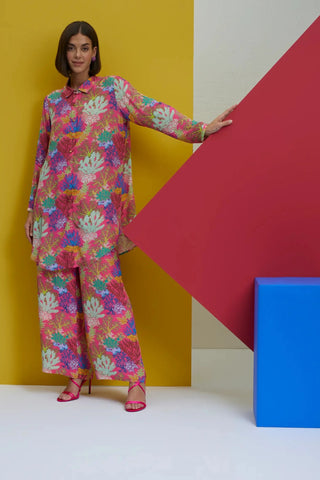 Multicolor over size long shirt with pants