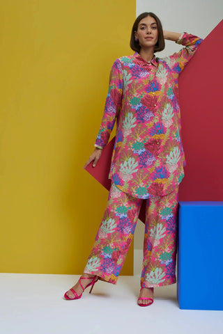 Multicolor over size long shirt with pants