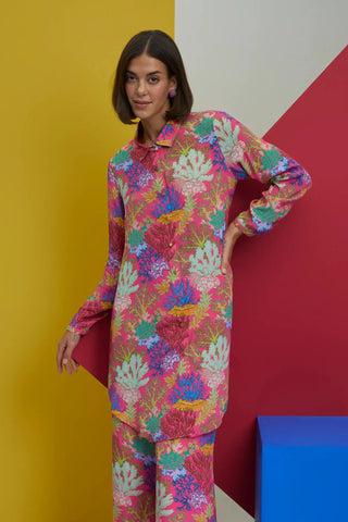 Multicolor over size long shirt with pants