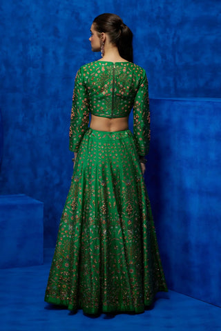 Emerald floral printed lehenga set