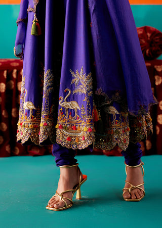 Indigo floral anarkali set