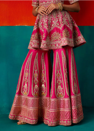 Bright pink kurta and sharara set