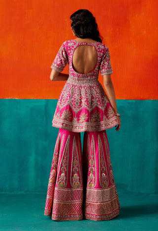 Bright pink kurta and sharara set